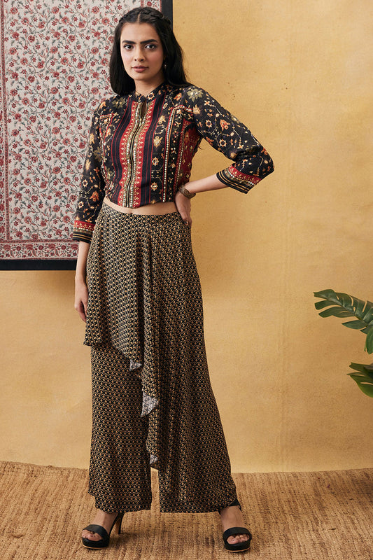 Zahra Embroidered Top With Drape Pants