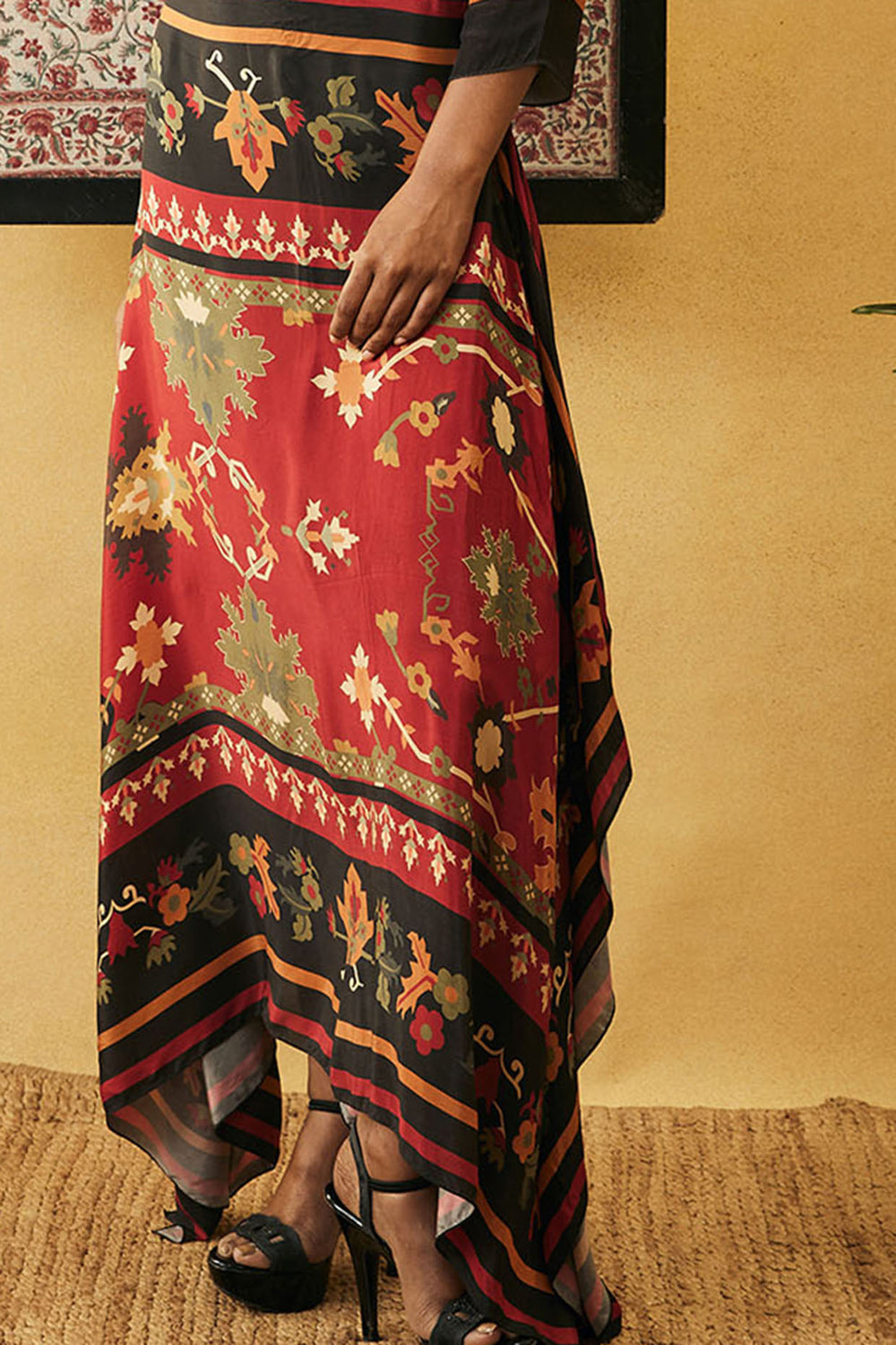 Zahra Printed Crop Shirt With Skirt