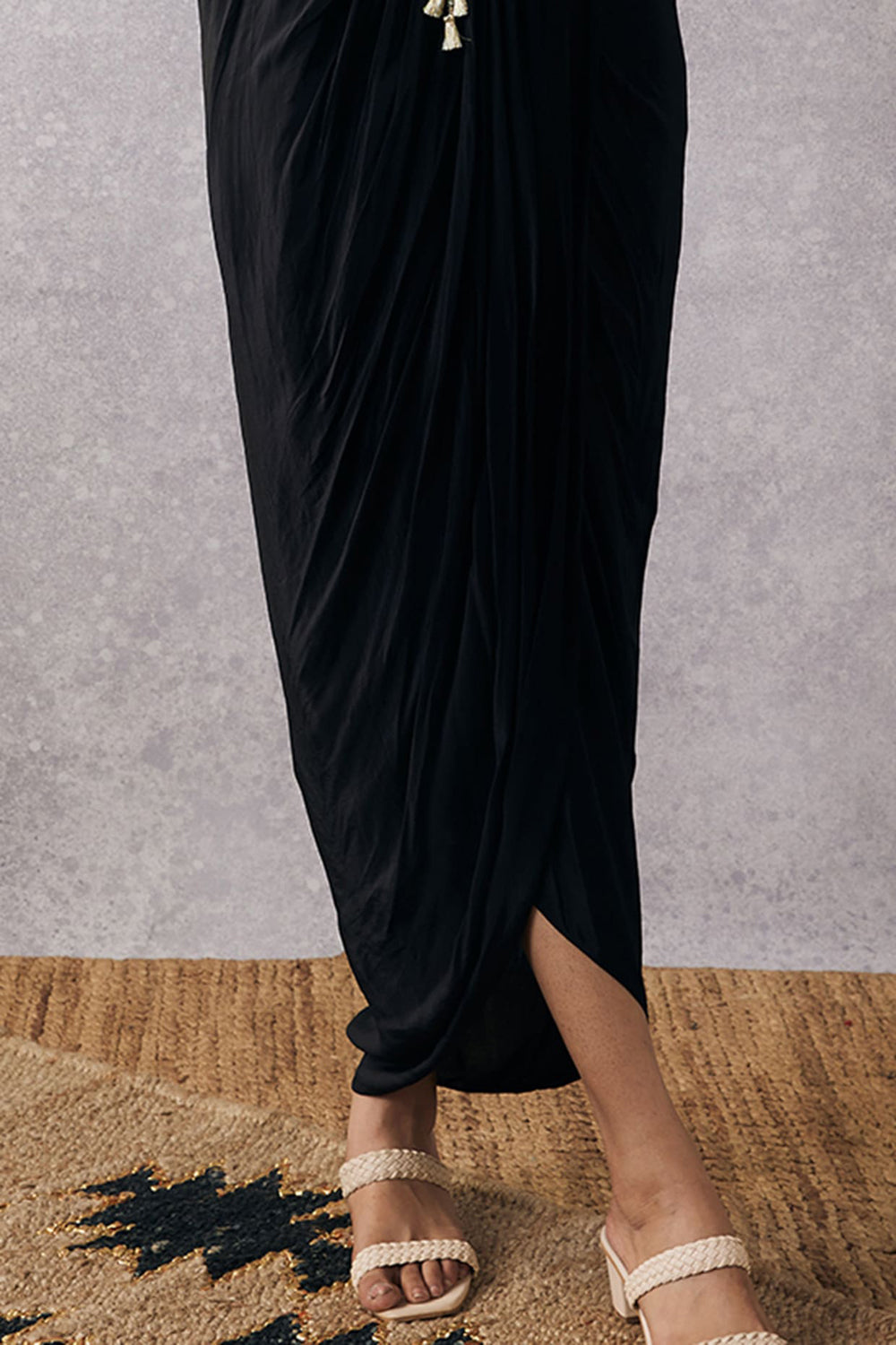 Ikaya Embroidered Drape Dress With Jacket