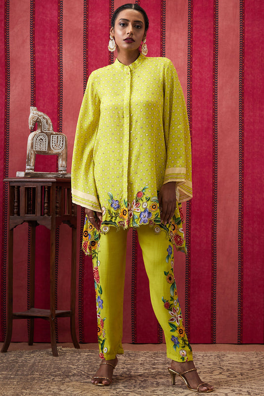 Gulista Applique High-Low Shirt With Pants