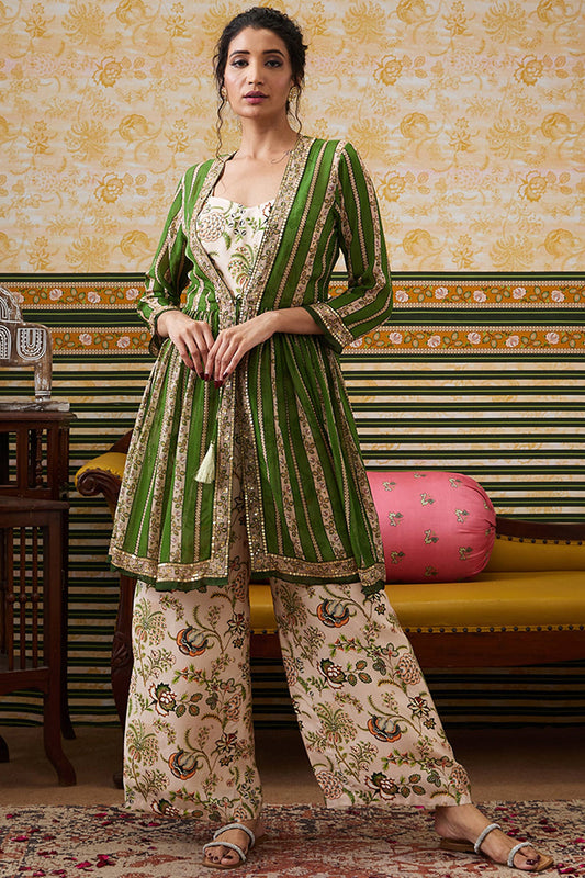 Mehr Printed Jumpsuit With Embellished Top