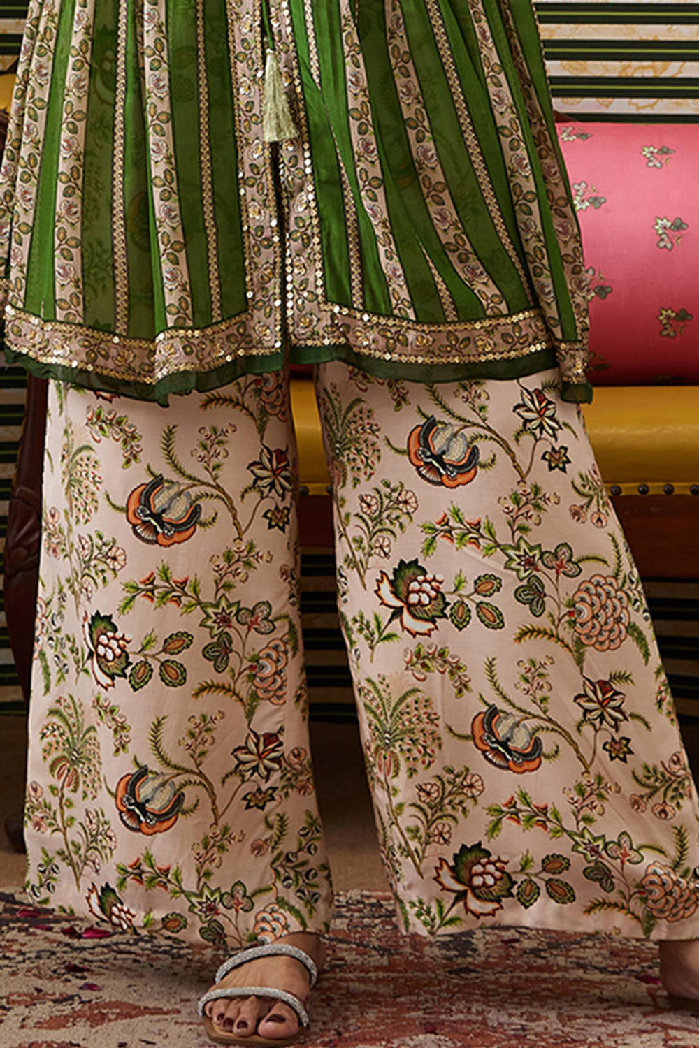 Mehr Printed Jumpsuit With Embellished Top