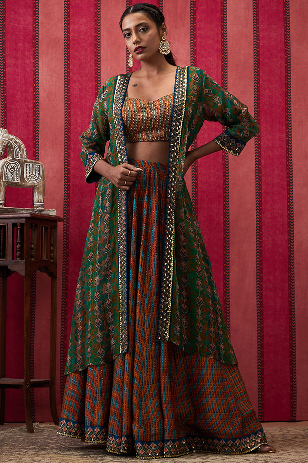 Adah Embroidered Lehenga Set With Jacket