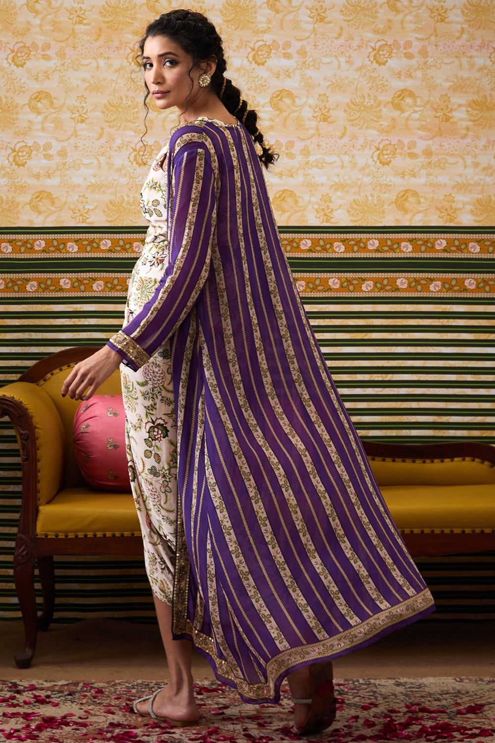 Mehr Drape Dress With Printed Jacket