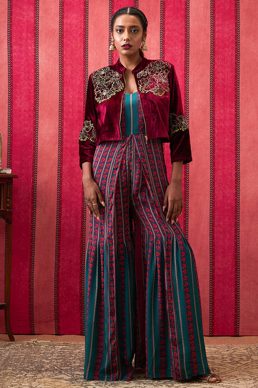 Qala Embroidered Jumpsuit With Jacket