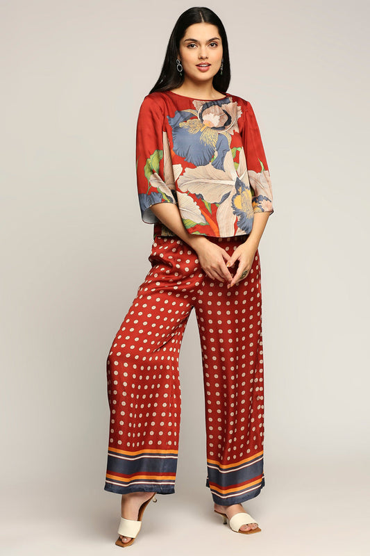 Maroon Orchid Bloom Printed Co-Ord Set