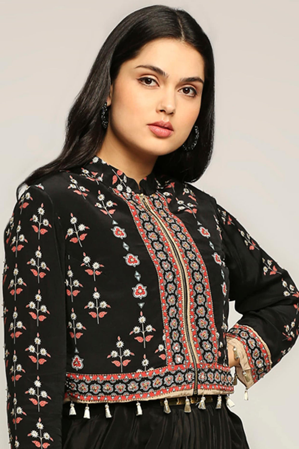 Ethnic Folklore Printed Top With Drape Skirt