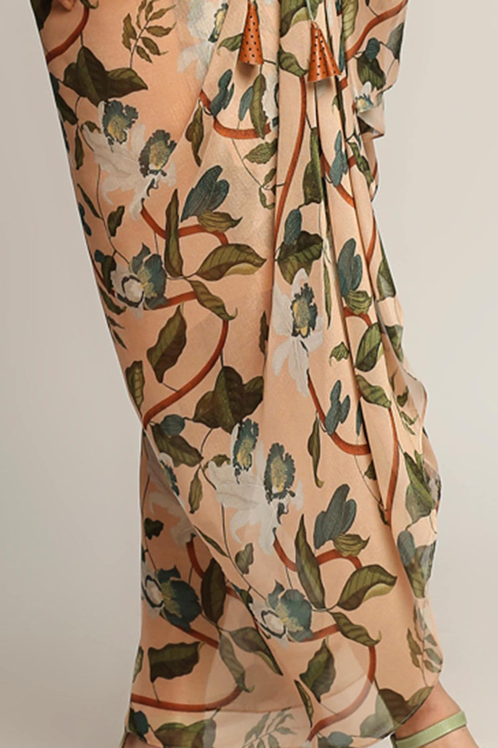 Orchid Bloom Printed Drape Skirt Set With Jacket