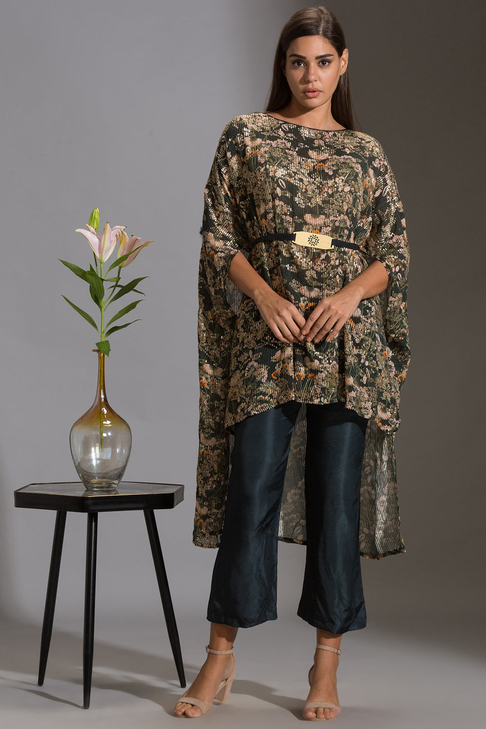 Night Shade Sequin Kaftaan Top And Pants