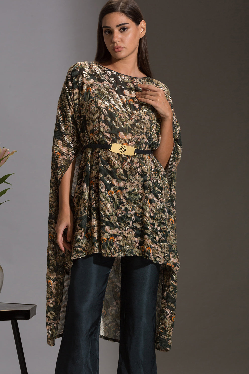 Night Shade Sequin Kaftaan Top And Pants