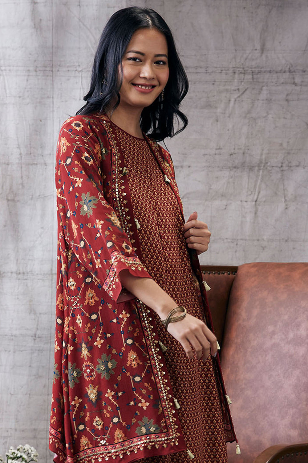 Zahra Printed Kurta Set With Jacket