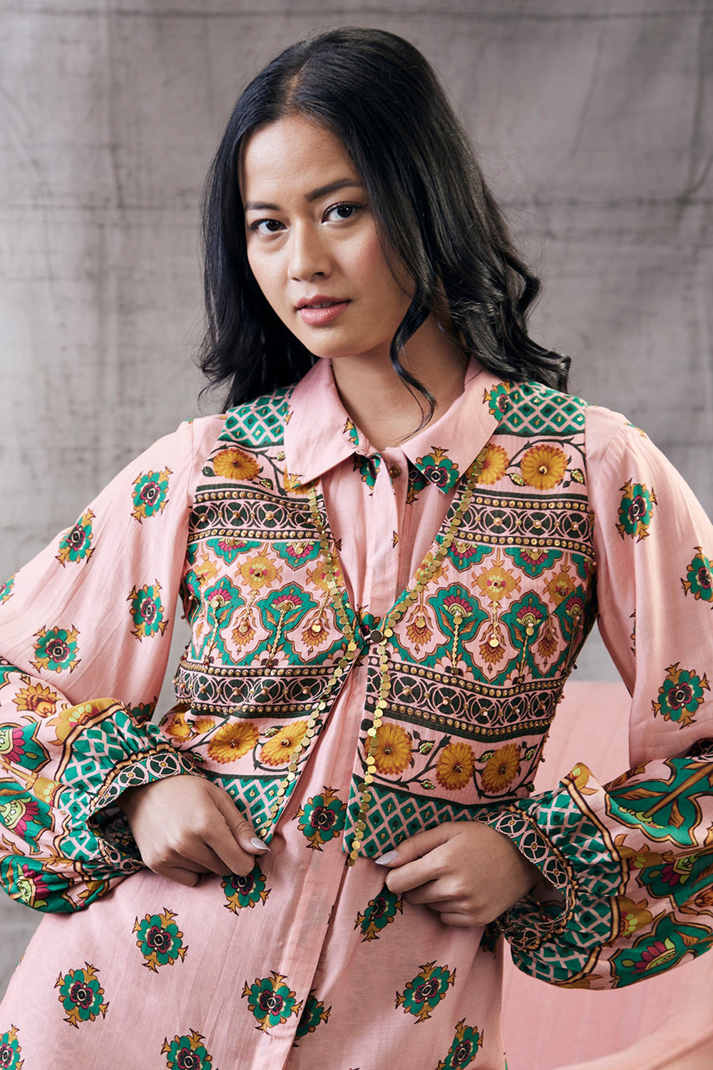 Taahira Printed Co-Ord Set With Jacket