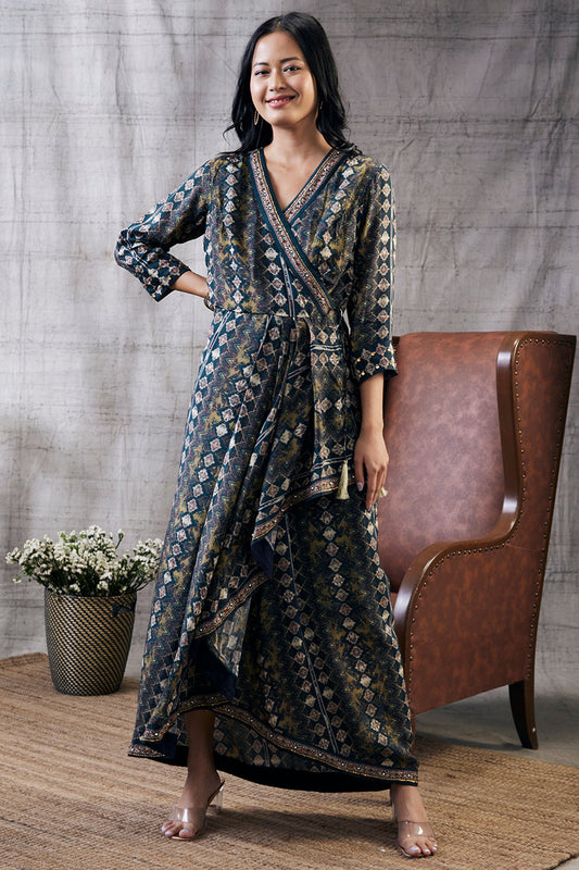 Dilara Embroidered Drape Dress