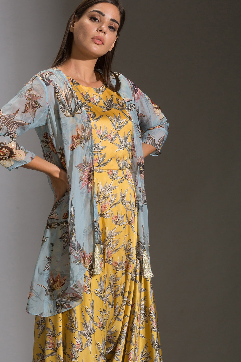 Anthia Floral Printed Dhoti  Jumpsuit With Jacket