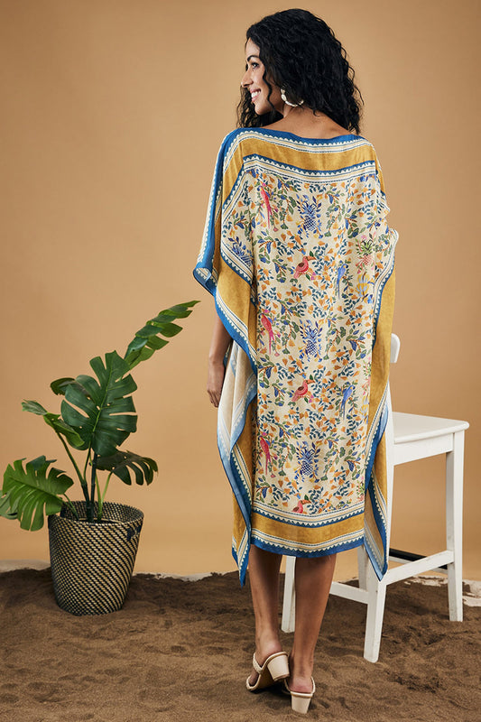 Bird And Tile Printed Kaftan Dress