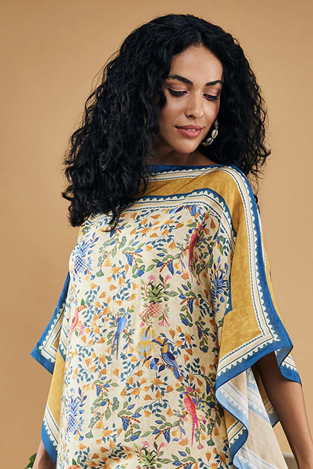 Bird And Tile Printed Kaftan Dress