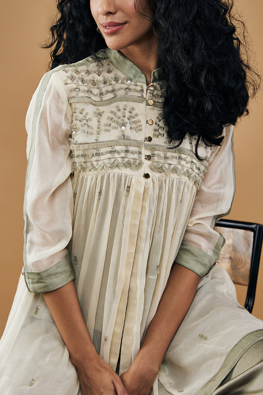 Azra Embellished Top With Flared Pants