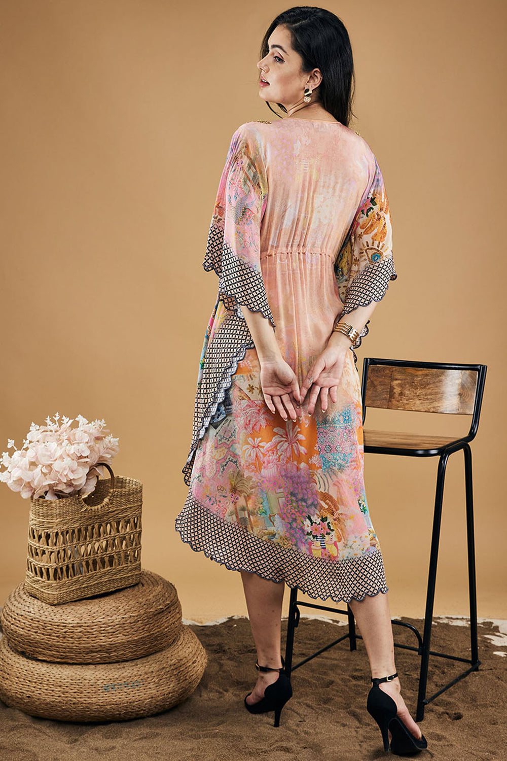 Tropical Twilight Embellished Kaftan Dress