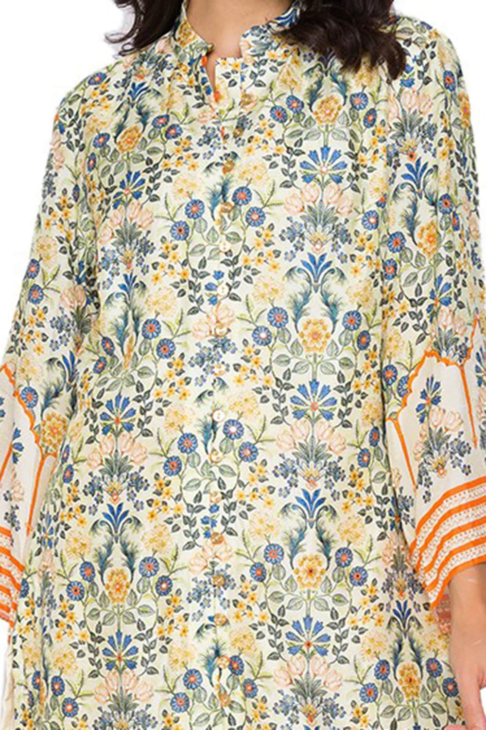 Eden Printed Kurta With Front Opening Paired With Pants