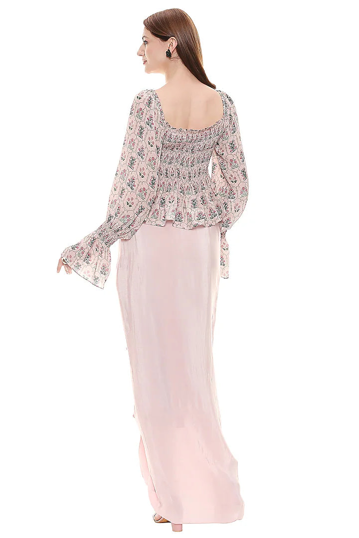 Dust Pink Draped Skirt Set