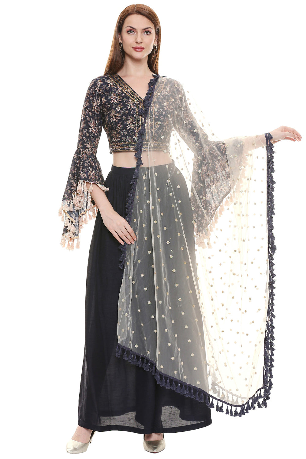 Applique Floral Printed Lehenga Set