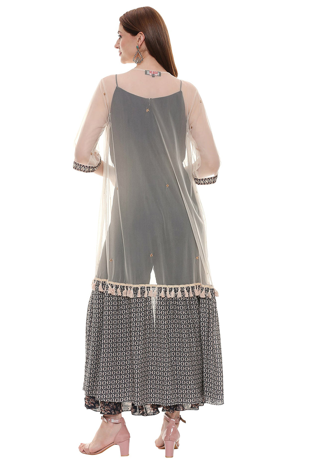 Applique Printed Jumpsuit With Dupatta