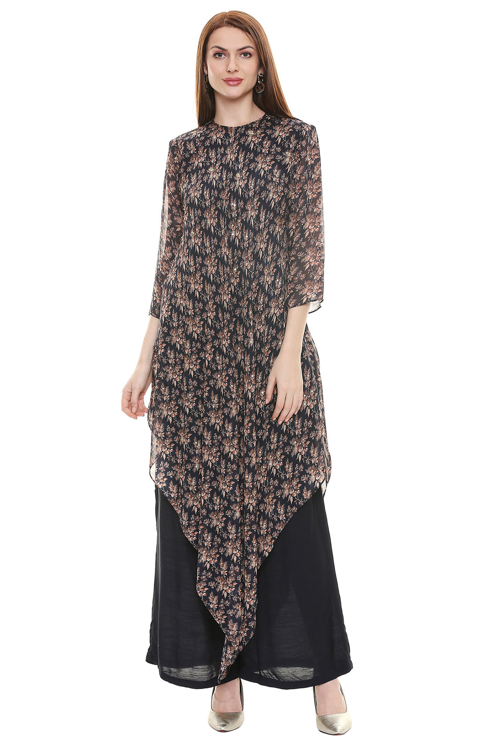 Applique Printed Kurta With Palazzo