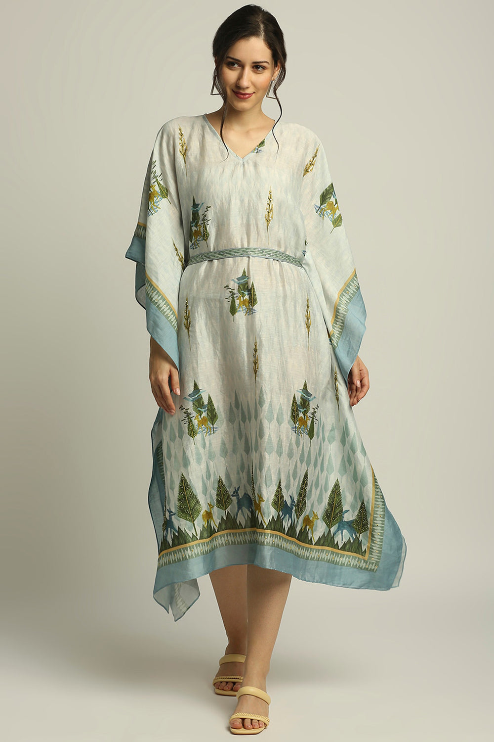 Nature Collective Printed Kaftan With Belt