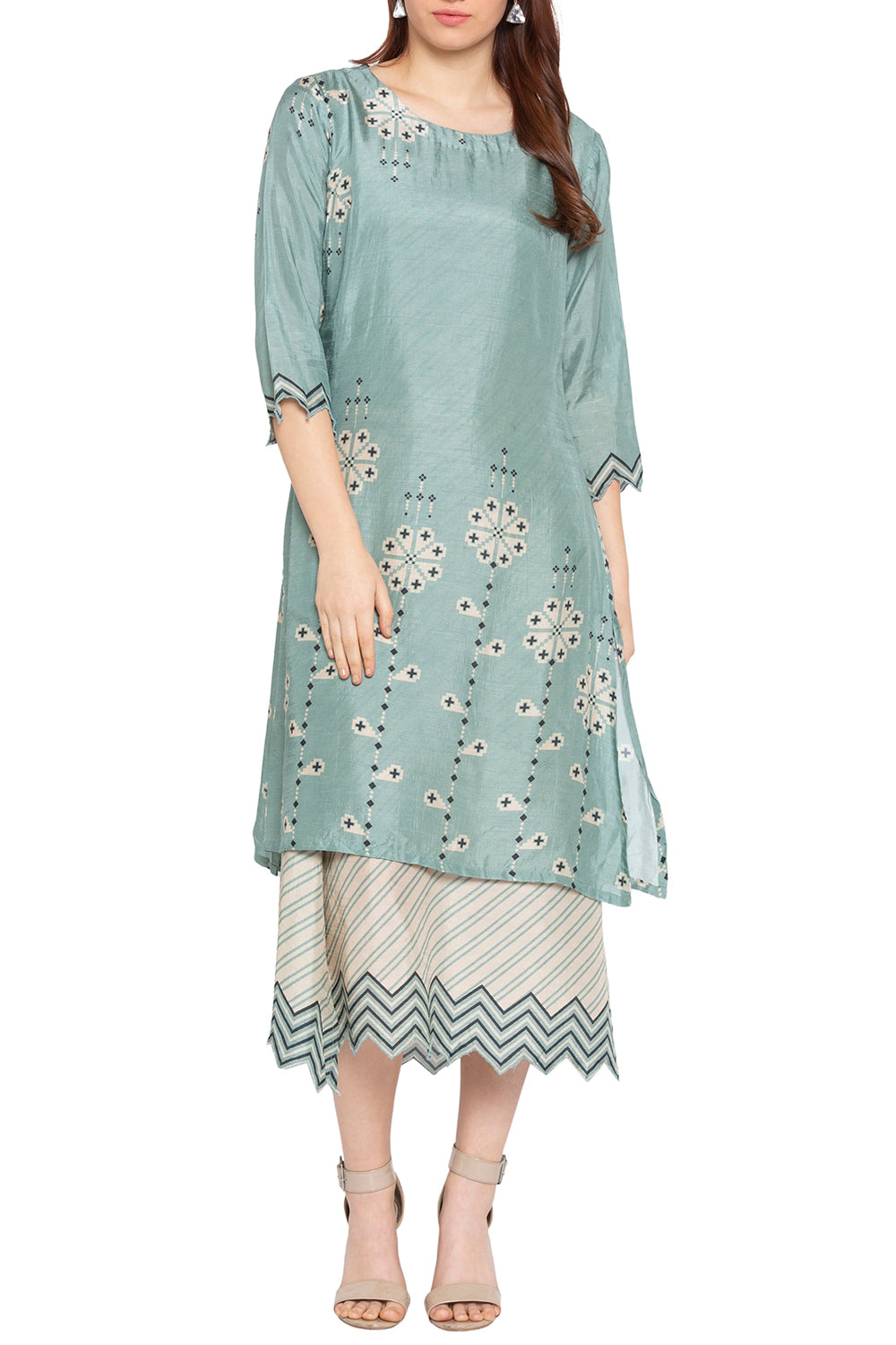 Azure Printed Double Layered Skirt