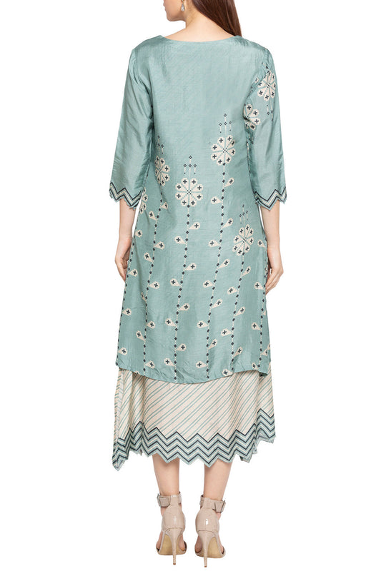 Azure Printed Double Layered Skirt