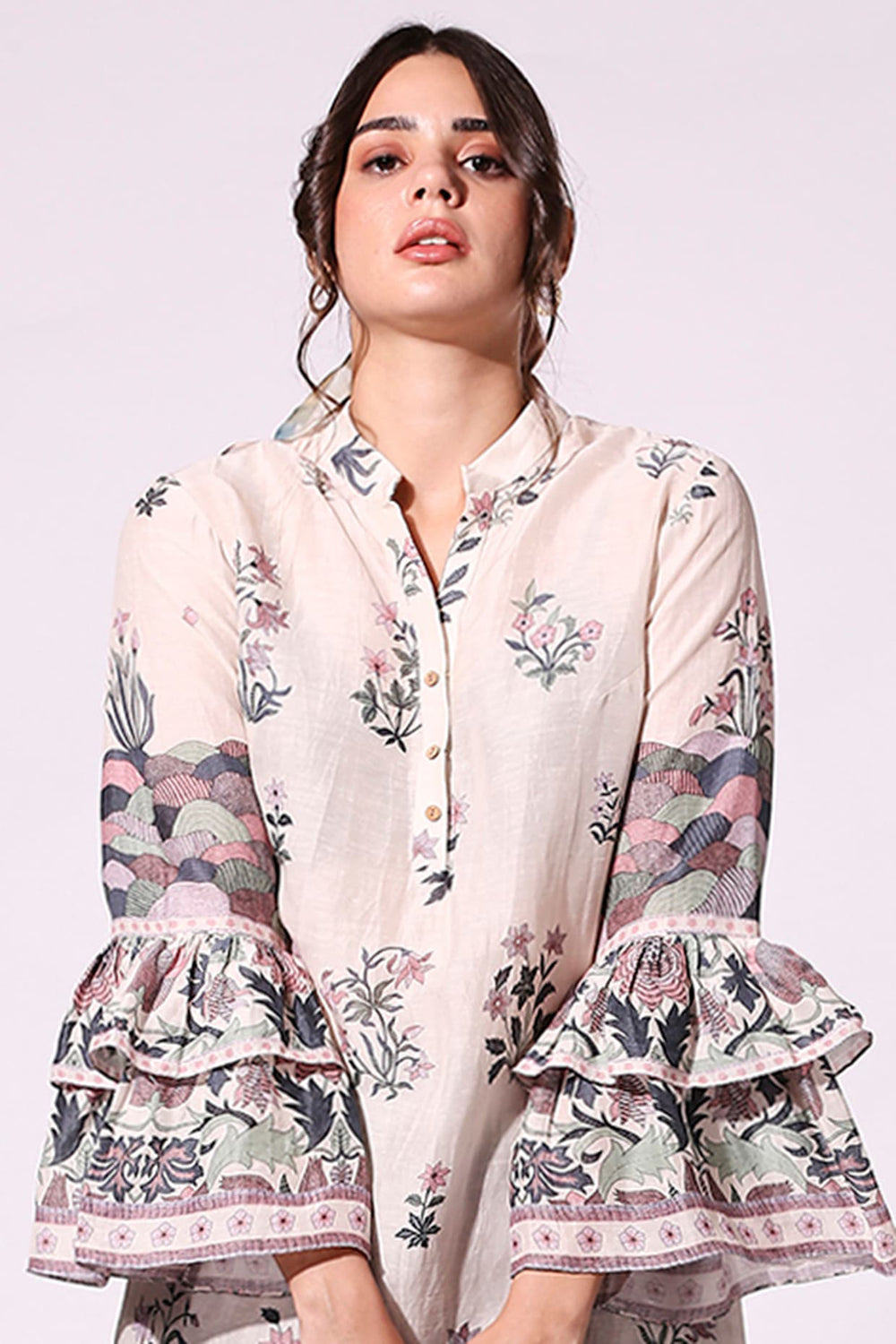 Pastel Floral Printed Top And Pants