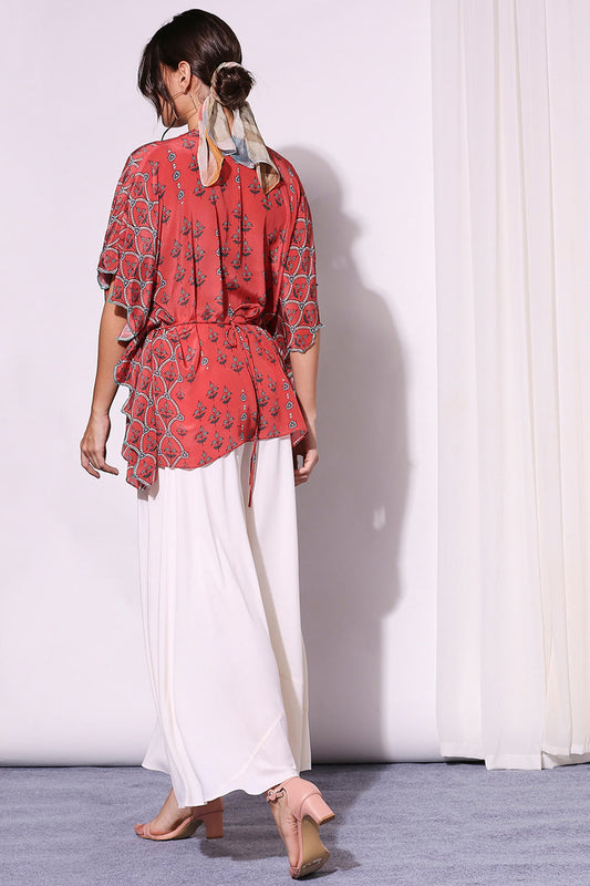 Ethnic Floral Printed Kaftaan Top And Pants