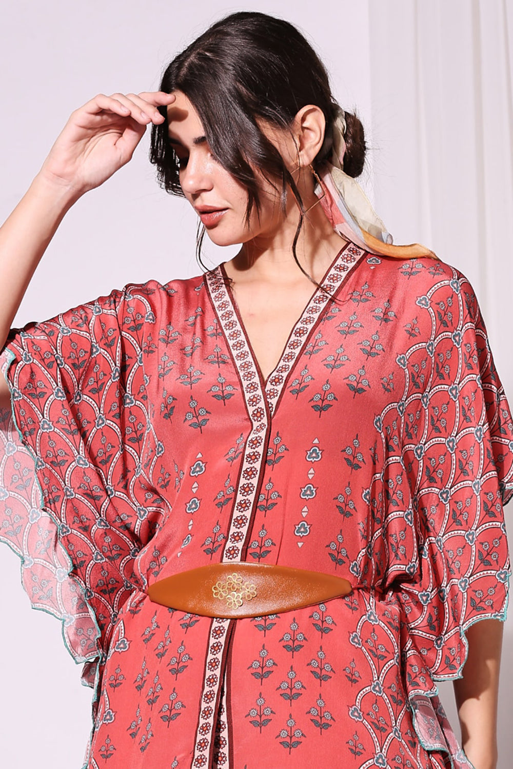 Ethnic Floral Printed Kaftaan Top And Pants