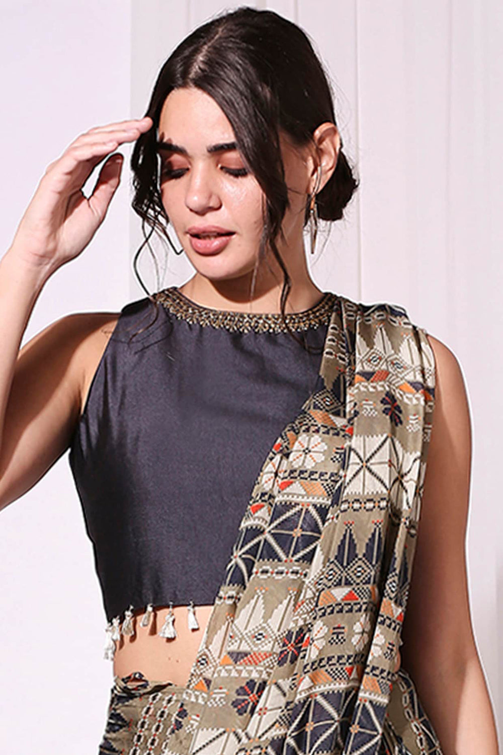 Geometrical Printed Pre-Stitched Saree