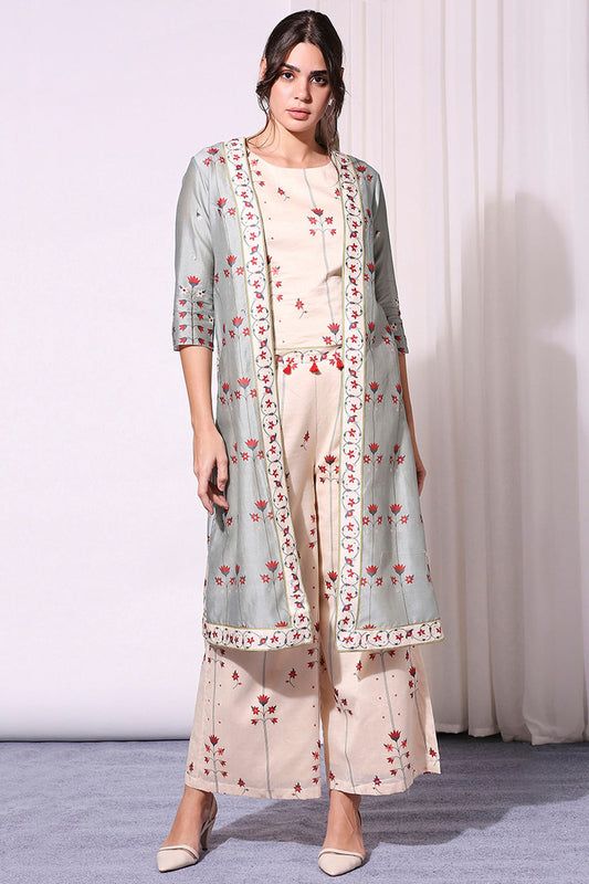 Floral Printed Co-Ord Set And Jacket