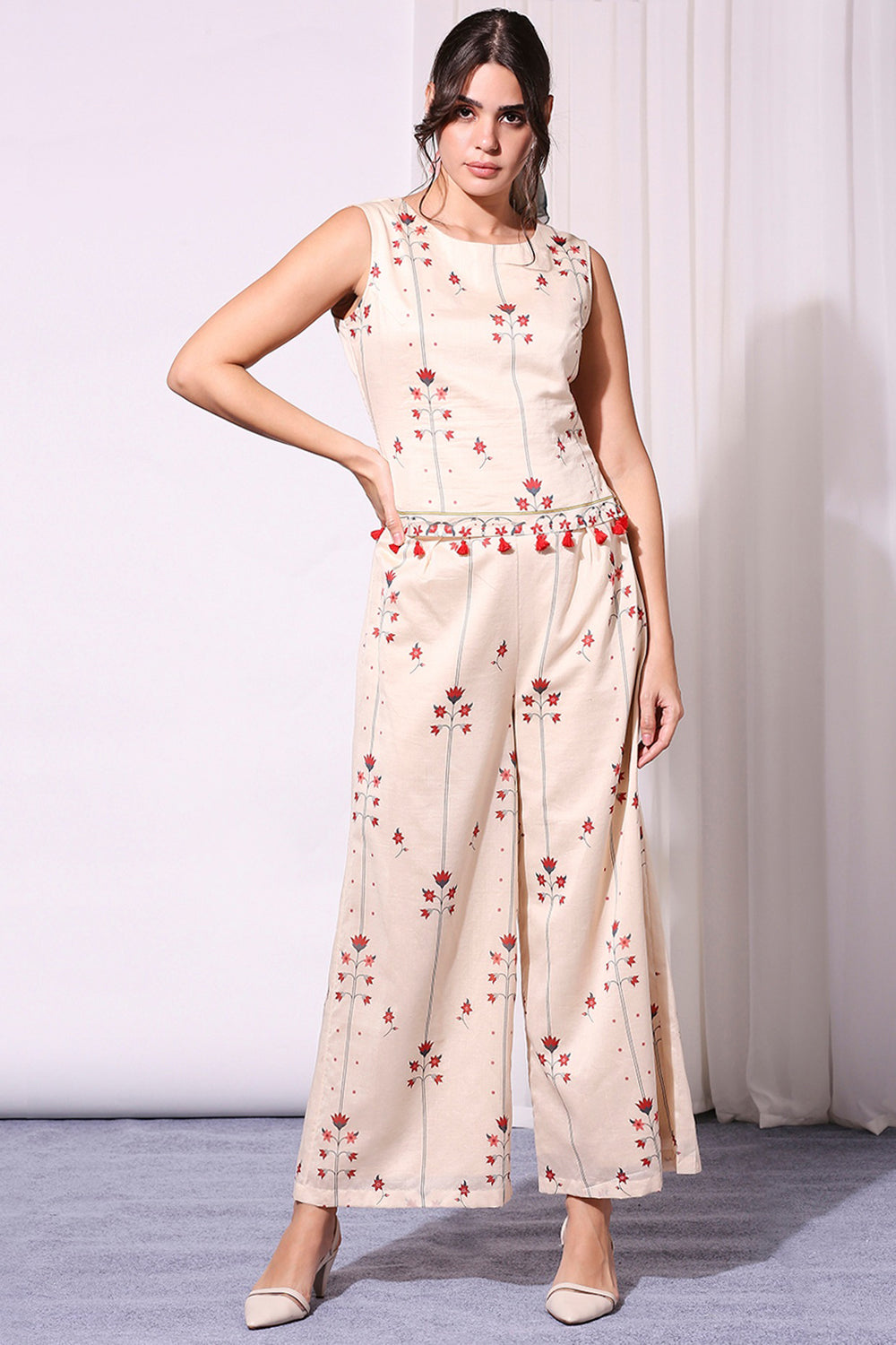 Floral Printed Co-Ord Set And Jacket