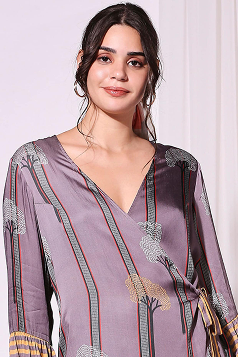 Night Floral Printed Overlap Top And Pants