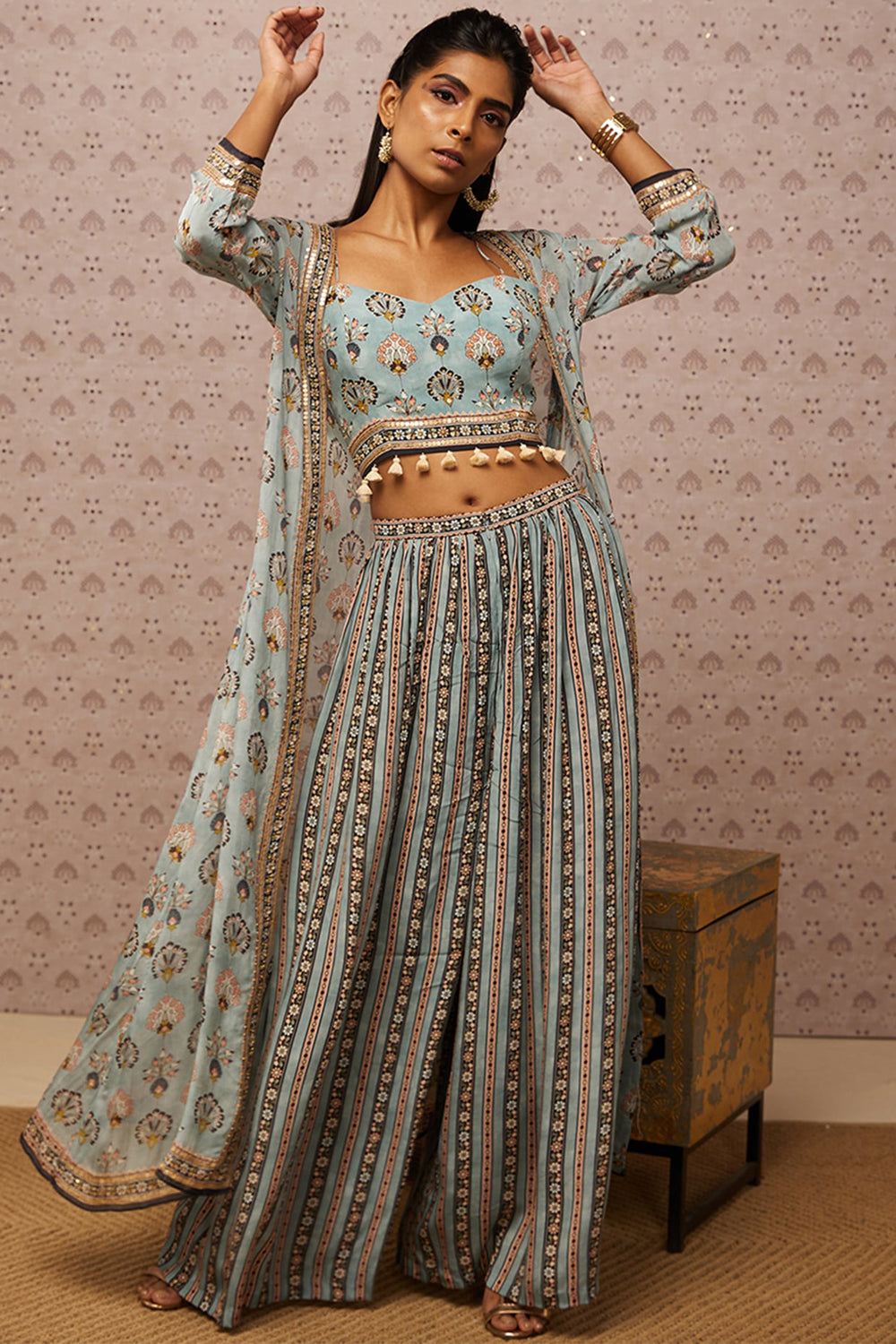 Sarouk Embroidered Co-Ord Set With Jacket