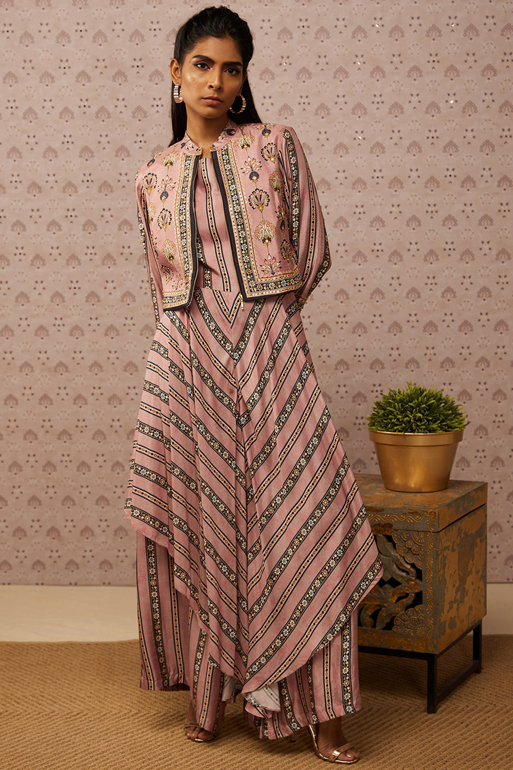 Sarouk Printed Layered Jumpsuit With Jacket