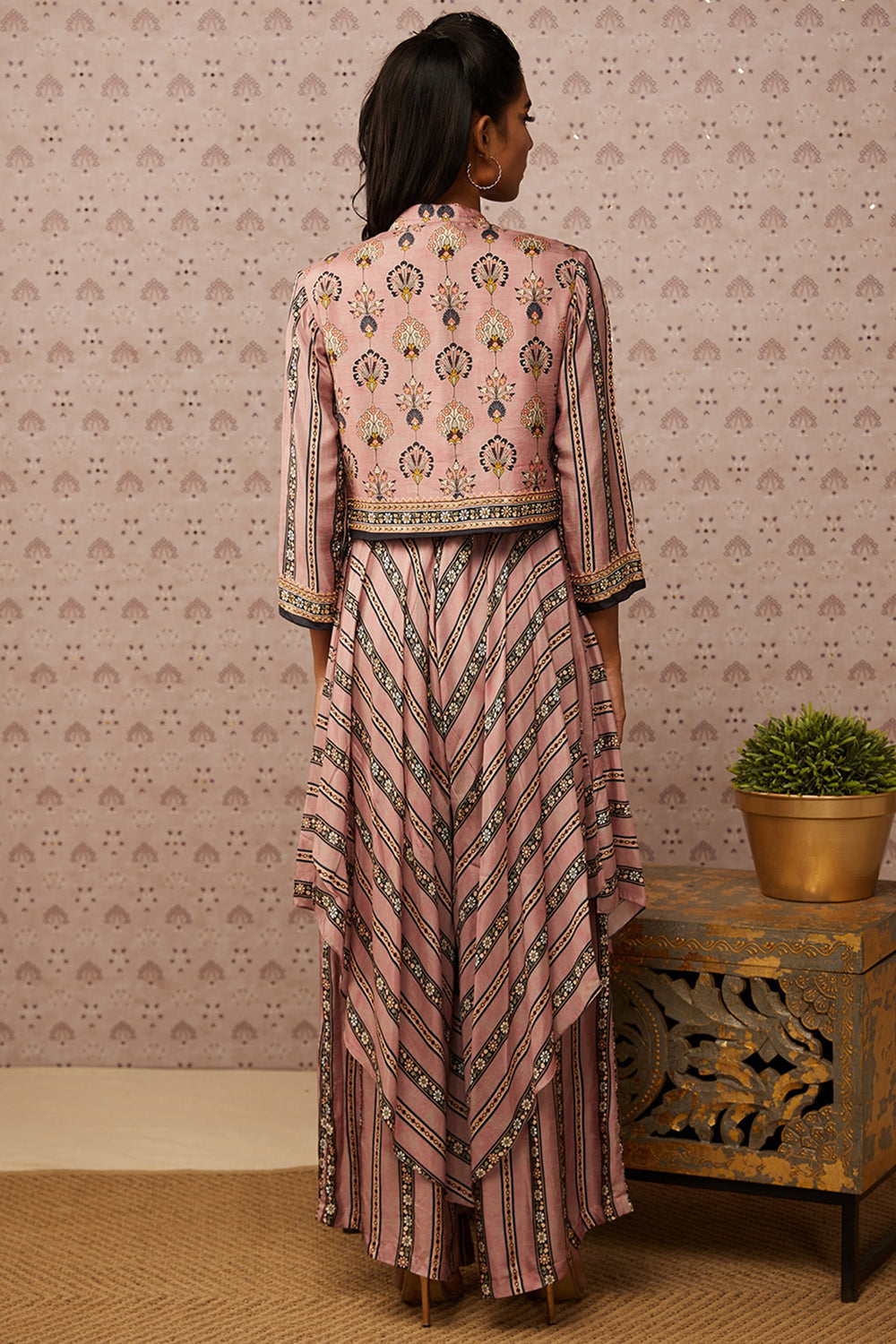 Sarouk Printed Layered Jumpsuit With Jacket