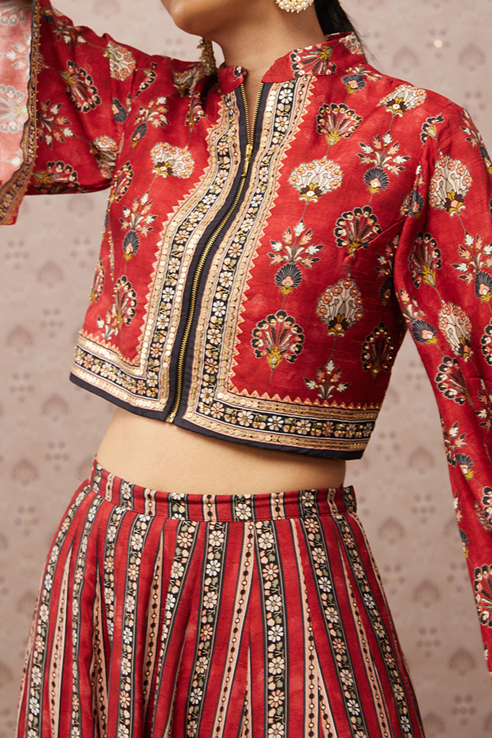 Sarouk Embroidered Lehenga Set With Jacket