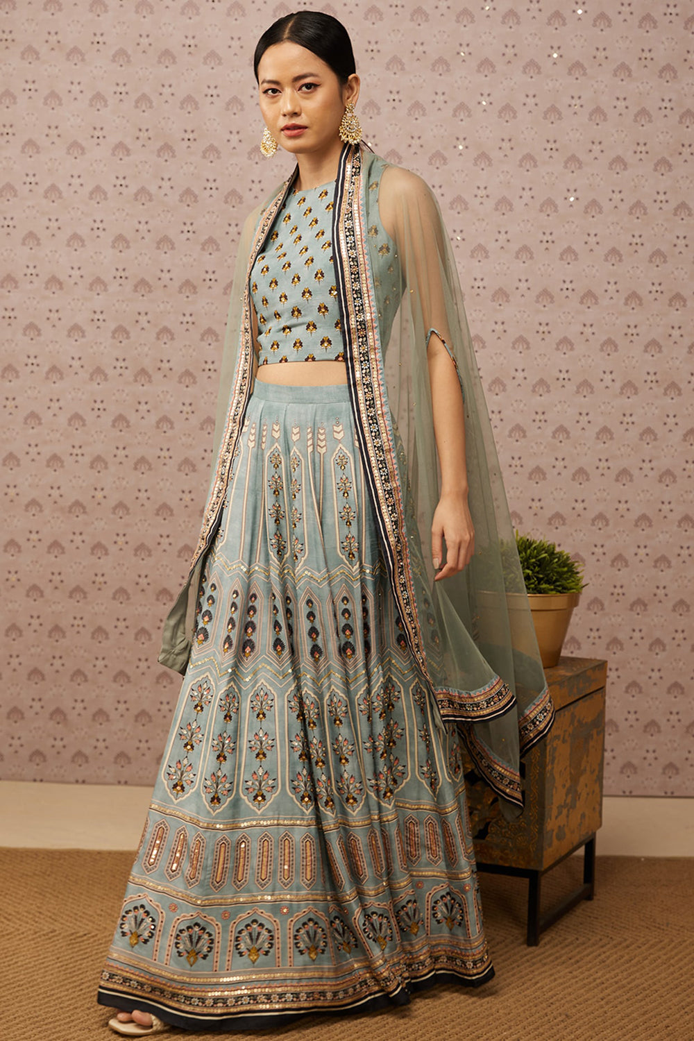 Sarouk Embroidered Lehenga Set With Dupatta