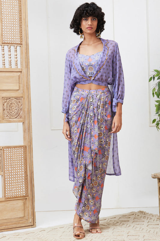 Tabriz Embellished Drape Skirt Set