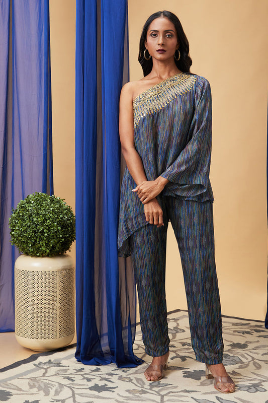 Elara One-Shoulder Top With Pants