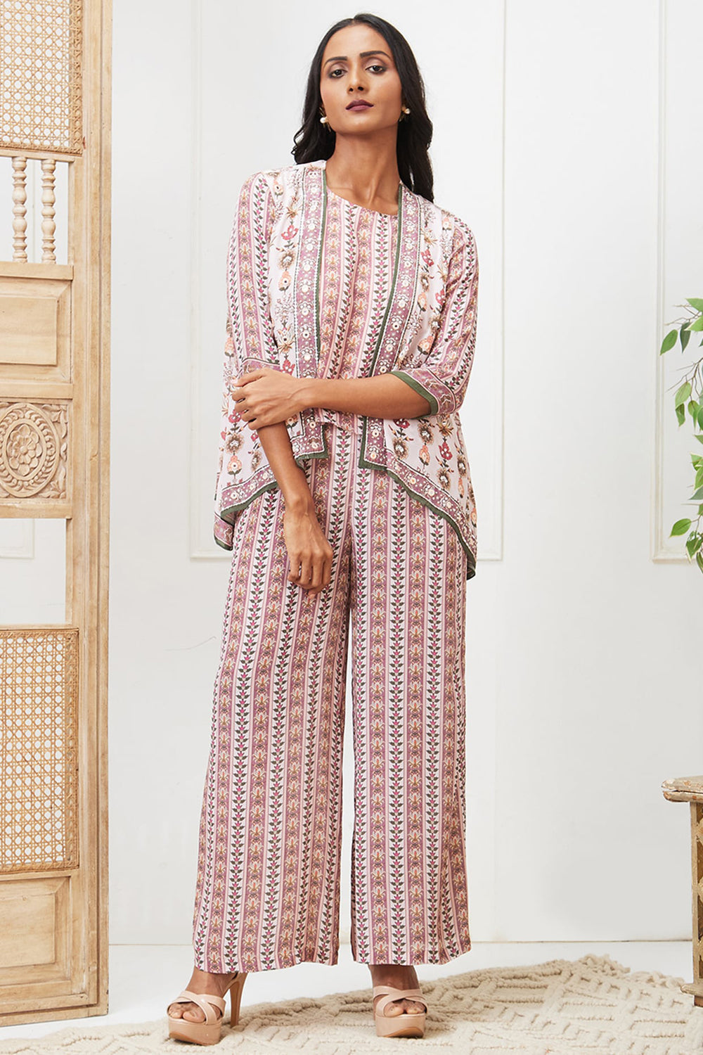 Tabriz Embroidered Co-Ord Set With Jacket