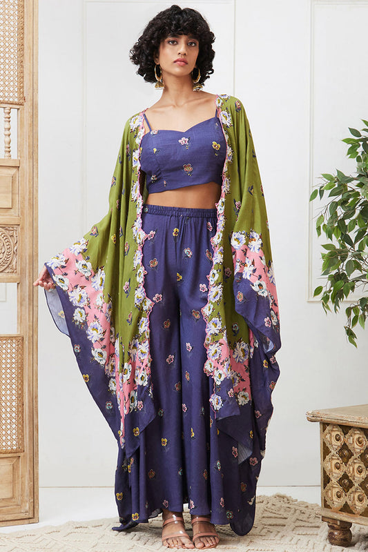 Tasnim Printed Co-Ord Set With Kimono Jacket