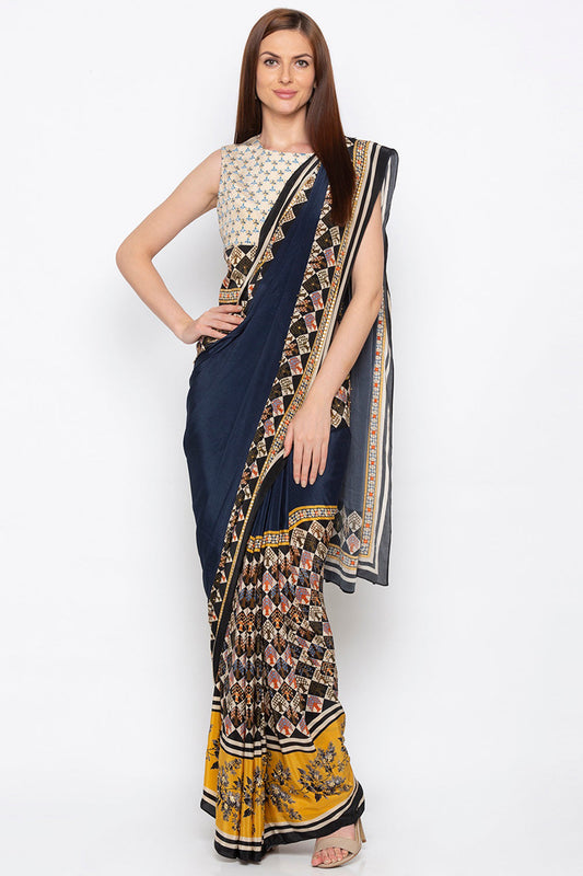 Applique Printed Pre-Stitch Saree