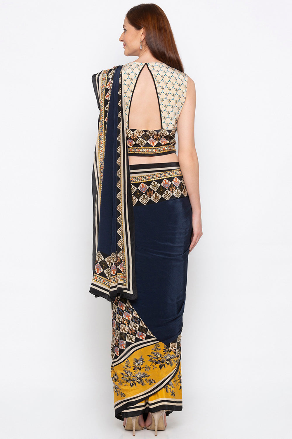 Applique Printed Pre-Stitch Saree