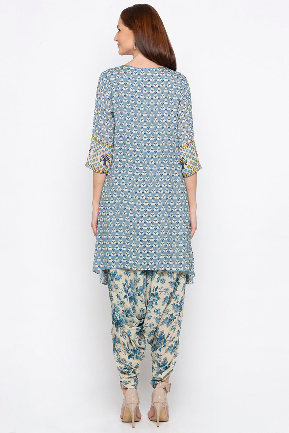 Applique Printed Dhoti Set