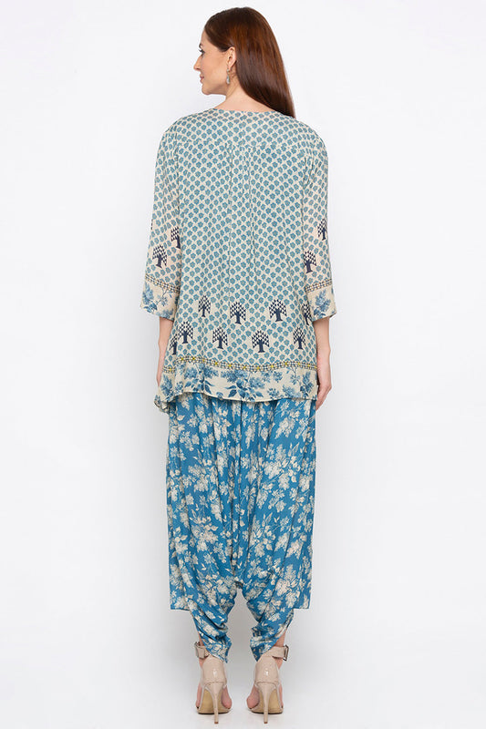 Applique Printed Jumpsuit With Jacket